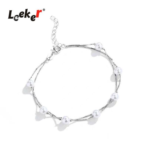 leeker elegant 2 layers chain pearl bracelets for woman rose gold silver color wedding jewelry 061 lk4, Black
leeker elegant 2 layers chain pearl bracelets for woman rose gold silver color wedding jewelry 061 lk4, Black
