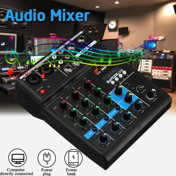 4 channels mini usb audio mixer console bluetooth record phantom with sound card audio mixer for stage performance 
4 channels mini usb audio mixer console bluetooth record phantom with sound card audio mixer for stage performance