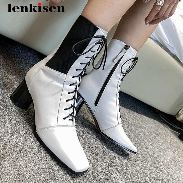 lenkisen 2020 winter shoes real leather mature stretch thick high heel square toe lace up elegant lady dating mid-calf boots l16, Black
lenkisen 2020 winter shoes real leather mature stretch thick high heel square toe lace up elegant lady dating mid-calf boots l16, Black