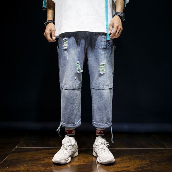 straight leg jeans young male korean slim and tight men's capris trousers loose fashionable mens trousers, Blue
straight leg jeans young male korean slim and tight men's capris trousers loose fashionable mens trousers, Blue