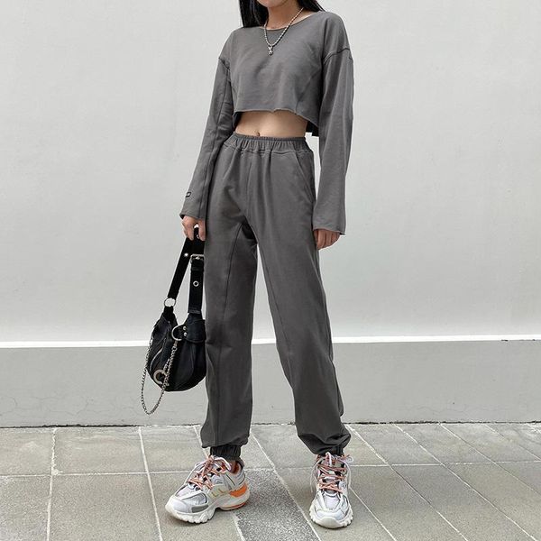 solid casual women two piece set loose crop and elastic high waisted pants tracksuit knitted streetwear basic suits, Black;white
solid casual women two piece set loose crop and elastic high waisted pants tracksuit knitted streetwear basic suits, Black;white