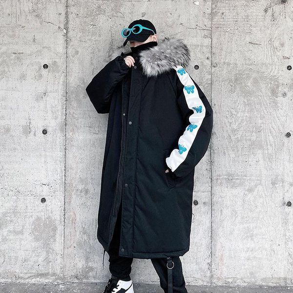side stripes butterfly printing parka men winter jacket long hooded cotton padded clothes harajuku streetwear loose parka men, Black
side stripes butterfly printing parka men winter jacket long hooded cotton padded clothes harajuku streetwear loose parka men, Black