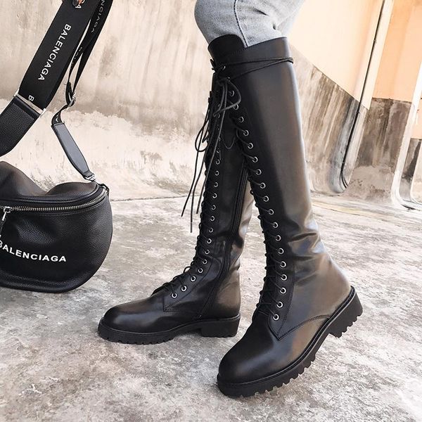 royesic genuine cow leather martin boots women's thick-soled flat heel 2020 autumn high boots round toe women, Black
royesic genuine cow leather martin boots women's thick-soled flat heel 2020 autumn high boots round toe women, Black