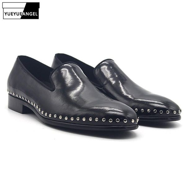 brand genuine leather loafers handmade black slip on rivet formal dress shoes men summer british pointed toe office flats shoes
brand genuine leather loafers handmade black slip on rivet formal dress shoes men summer british pointed toe office flats shoes