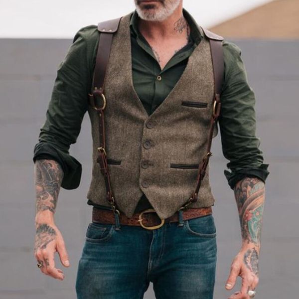 vintage suit vest men wool tweed slim gentleman business sleeveless waistcoat formal vest for wedding groomsmen 201106, Black;white
vintage suit vest men wool tweed slim gentleman business sleeveless waistcoat formal vest for wedding groomsmen 201106, Black;white
