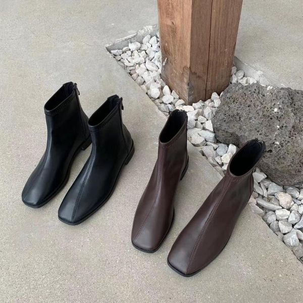 women ankle boots square toe short ankle boots back zipper solid color winter autumn botas ladies flat mid heels, Black
women ankle boots square toe short ankle boots back zipper solid color winter autumn botas ladies flat mid heels, Black