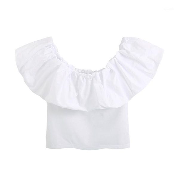 women's blouses & shirts sweet ruffled crop women fashion slash neck short sleeve stretchy female blusa white chic women1
women's blouses & shirts sweet ruffled crop women fashion slash neck short sleeve stretchy female blusa white chic women1