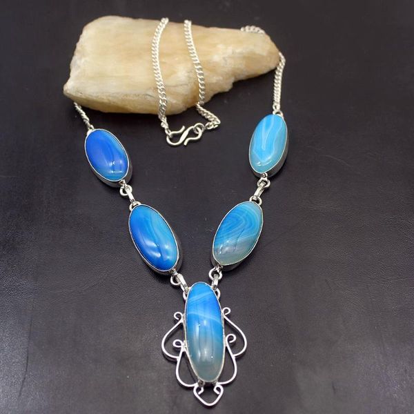 multi gems unique blue botswana agate925 sterling silver color pendant necklace women jewelry 20 inch tf938
multi gems unique blue botswana agate925 sterling silver color pendant necklace women jewelry 20 inch tf938