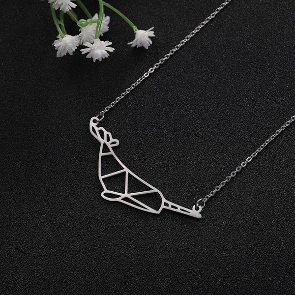 2021 new narwhal pendant necklace cute animal stainless steel hollow necklace fashion, Silver
2021 new narwhal pendant necklace cute animal stainless steel hollow necklace fashion, Silver