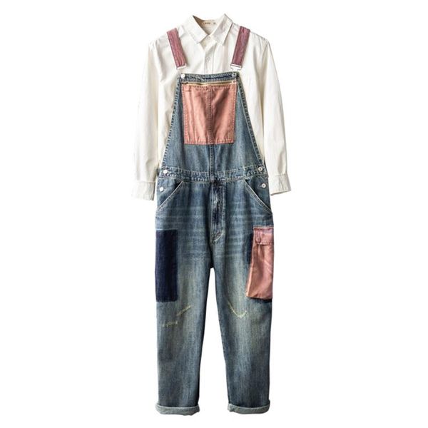men's jeans vintage contrast color denim bib overalls casual patchwork patch design big pocket jumpsuits pants, Blue
men's jeans vintage contrast color denim bib overalls casual patchwork patch design big pocket jumpsuits pants, Blue