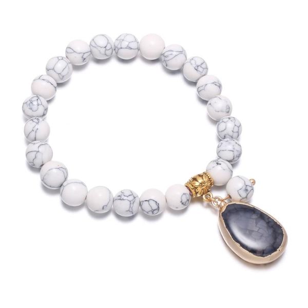 2020 natural stone beads bracelets semi-tone pendant jewelry for women white turquoised bracelets birthday gift 18.5cm, Black
2020 natural stone beads bracelets semi-tone pendant jewelry for women white turquoised bracelets birthday gift 18.5cm, Black