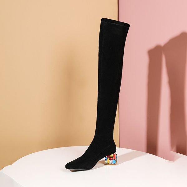 2020 winter and fashion embroidered feather strass heel toe on knee female boots size 34-45 3cwo, Black
2020 winter and fashion embroidered feather strass heel toe on knee female boots size 34-45 3cwo, Black