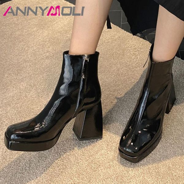 annymoli real leather platform super high heel ankle boots short boots women shoes square toe block heels zip ladies 40, Black
annymoli real leather platform super high heel ankle boots short boots women shoes square toe block heels zip ladies 40, Black