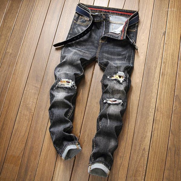 2021 spring autumn new wash ripped jeans for men high street feet slim cowboys trousers male personality patchwork denim pants1, Blue
2021 spring autumn new wash ripped jeans for men high street feet slim cowboys trousers male personality patchwork denim pants1, Blue