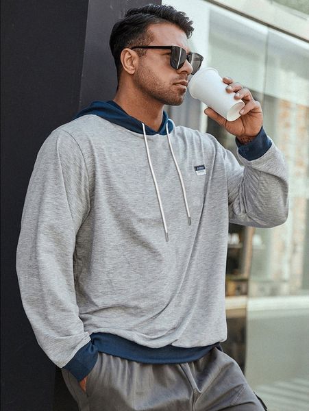 extended sizes men letter patched detail contrast trim drawstring hoodie t8vy#, Black
extended sizes men letter patched detail contrast trim drawstring hoodie t8vy#, Black