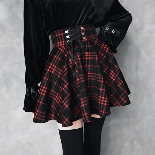 gothic lolita skirt women autumn winter high waisted lace up short plaid wool skirts mini tutu femme, Black
gothic lolita skirt women autumn winter high waisted lace up short plaid wool skirts mini tutu femme, Black