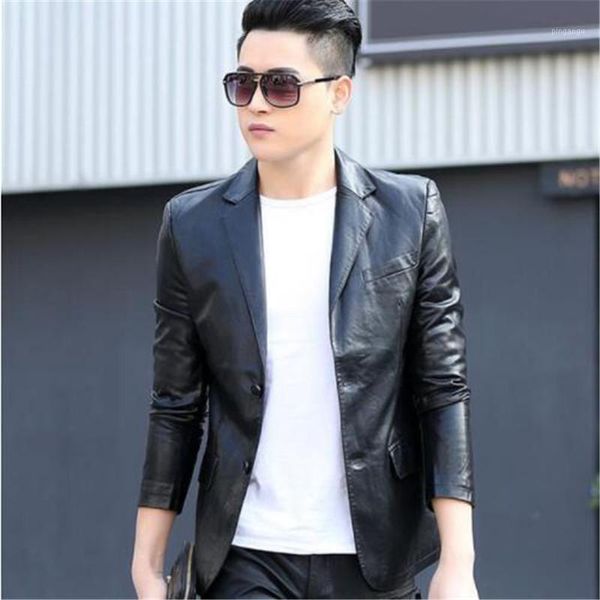 men leather blazer 2019 new spring and autumn male sheepskin casual suit pocket genuine split leather slim suit teenage boy1, Black
men leather blazer 2019 new spring and autumn male sheepskin casual suit pocket genuine split leather slim suit teenage boy1, Black