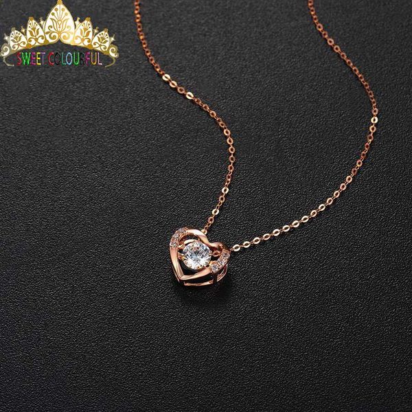 heart-shaped 18k rose gold necklace au750, Silver