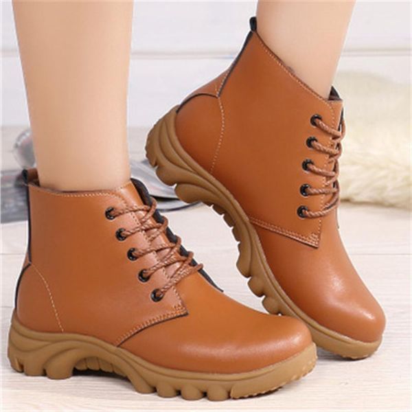 fashion new real cowhide leather ankle boots winter plush warm comfort flat snow boots platform non-slip lace-up booties1, Black
fashion new real cowhide leather ankle boots winter plush warm comfort flat snow boots platform non-slip lace-up booties1, Black
