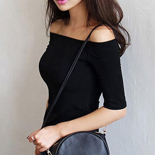 women autumn t-shirts half sleeves off shoulder pullover slim fit casual fdc991, White
women autumn t-shirts half sleeves off shoulder pullover slim fit casual fdc991, White