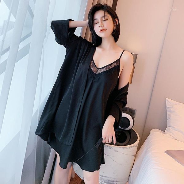 satin lace nightgown homewear sleepwear bathrobe female nightwear 2pcs sleep set casual kimono gown wedding robe set1, Black;red
satin lace nightgown homewear sleepwear bathrobe female nightwear 2pcs sleep set casual kimono gown wedding robe set1, Black;red