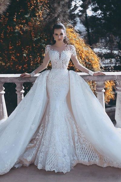 luxury lace mermaid wedding dresses with detachable train overskirts illusion long sleeves arabic dubai bridal gowns 2023 appliqued open bac, White
luxury lace mermaid wedding dresses with detachable train overskirts illusion long sleeves arabic dubai bridal gowns 2023 appliqued open bac, White