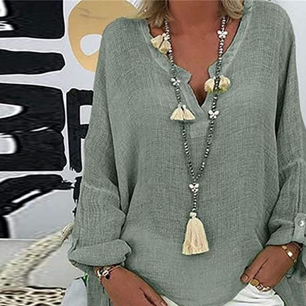 r40 solid color cotton linen blouse women plus size blouses shirts women casual loose long sleeve v neck shirt for women, White
r40 solid color cotton linen blouse women plus size blouses shirts women casual loose long sleeve v neck shirt for women, White
