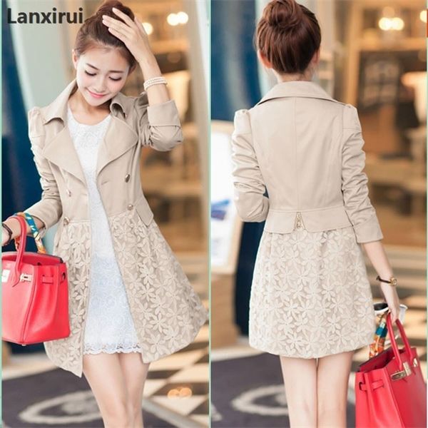 spring new women 's korean cultivating ol long sections of fresh lady elegant lace stitching coat 1007 1031, Tan;black
spring new women 's korean cultivating ol long sections of fresh lady elegant lace stitching coat 1007 1031, Tan;black