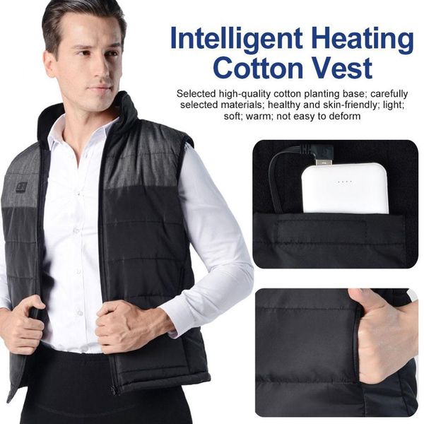 men and women heating vest usb infrared heated vest jacket adjustment temperature winter warm high neck guard neck waistcoat, Gray;blue
men and women heating vest usb infrared heated vest jacket adjustment temperature winter warm high neck guard neck waistcoat, Gray;blue