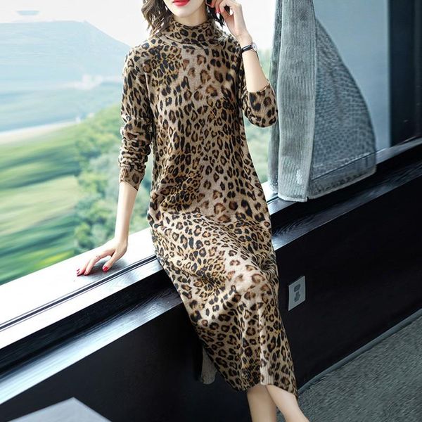women's sweaters 2021 winter vintage leopard turtleneck wool casual knitting pullovers elegant women bodycon one piece sweater dress, White;black
women's sweaters 2021 winter vintage leopard turtleneck wool casual knitting pullovers elegant women bodycon one piece sweater dress, White;black