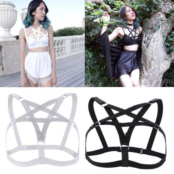 women girls goth pentagram lingerie hollow strappy harness cage bra cupless body chain belt gothic costume1, Red;black
women girls goth pentagram lingerie hollow strappy harness cage bra cupless body chain belt gothic costume1, Red;black