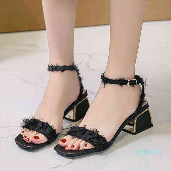 female summer one line belt simple fashion sandals fairy style versatile fashion casual thick heels high heels, Black
female summer one line belt simple fashion sandals fairy style versatile fashion casual thick heels high heels, Black