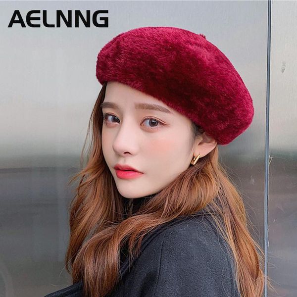 berets aelnng brand women's plush beret winter warm solid color casual women beanie hat cap vintage plain a859, Blue;gray
berets aelnng brand women's plush beret winter warm solid color casual women beanie hat cap vintage plain a859, Blue;gray
