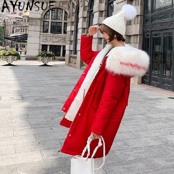 ayunsue woman parkas winter jacket women 2021 big fur collar hooded winter coats for women parka korean manteau femme hiver kj, Black 
ayunsue woman parkas winter jacket women 2021 big fur collar hooded winter coats for women parka korean manteau femme hiver kj, Black