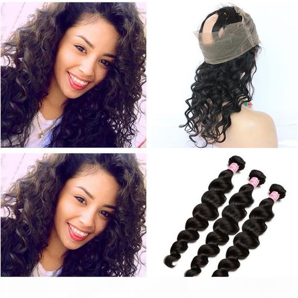 8a peruvian loose wave human hair weave with 360 lace frontal closure 360 full lace closure with 3 bundles loose deep wave hair, Black;brown
8a peruvian loose wave human hair weave with 360 lace frontal closure 360 full lace closure with 3 bundles loose deep wave hair, Black;brown