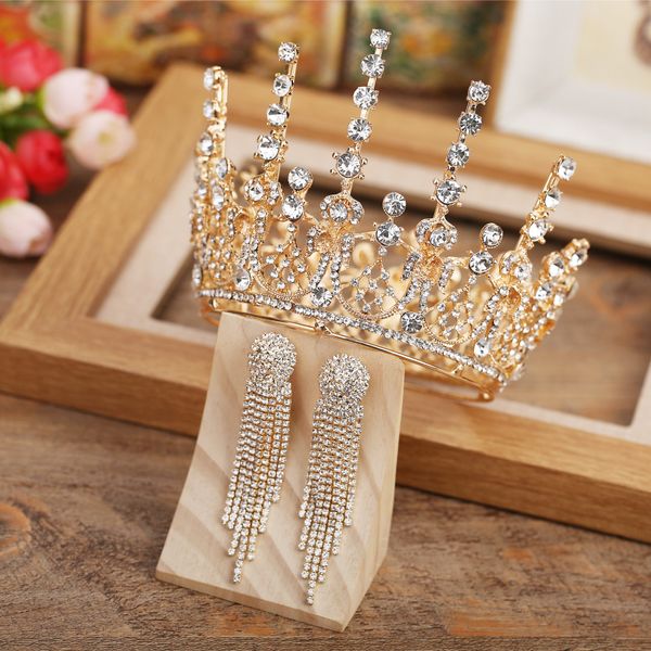 bride's new headdress round baroque crown wedding dress earrings gold hair accessories, Silver
bride's new headdress round baroque crown wedding dress earrings gold hair accessories, Silver