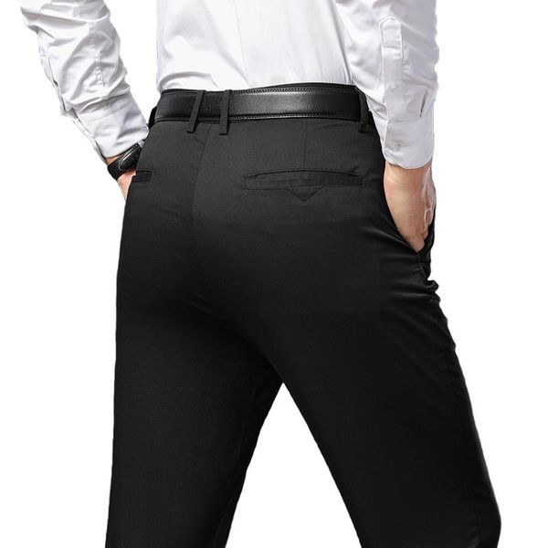men's pants men casual mid waist solid color straight formal long trouser flat design business male leisure clohting, Black
men's pants men casual mid waist solid color straight formal long trouser flat design business male leisure clohting, Black