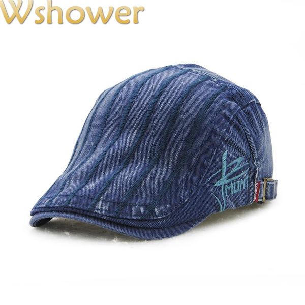 berets wshower winter spring vintage striped hat casual cotton adjustable cap men's flat casquette gorras, Blue;gray
berets wshower winter spring vintage striped hat casual cotton adjustable cap men's flat casquette gorras, Blue;gray