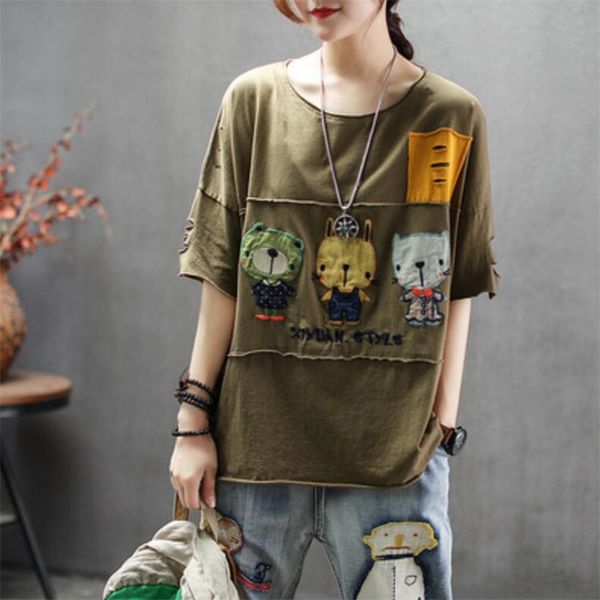 2021 summer of female animated cartoons releases in the solid color hole women cotton t-shirt short sleeve tee mori girl 50x2, White
2021 summer of female animated cartoons releases in the solid color hole women cotton t-shirt short sleeve tee mori girl 50x2, White