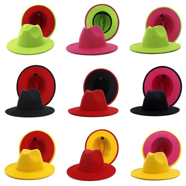 new fashion retro men fedoras jazz felt wide brim hats outer green inner red patchwork summer wool blend hat panama caps, Blue;gray
new fashion retro men fedoras jazz felt wide brim hats outer green inner red patchwork summer wool blend hat panama caps, Blue;gray