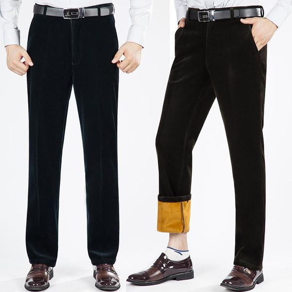 men's pants winter trousers men plus velvet thicken high waist corduroy casual business straight classic, Black
men's pants winter trousers men plus velvet thicken high waist corduroy casual business straight classic, Black