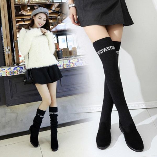 2020 autumn and winter new knitted wool stretch boots high boots fashion over the knee women's, Black
2020 autumn and winter new knitted wool stretch boots high boots fashion over the knee women's, Black