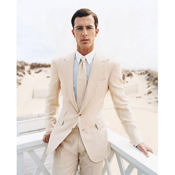 men's suits & blazers groom wedding beige tuxedos for men two pieces slim fit peaked lapel groomsmen, White;black
men's suits & blazers groom wedding beige tuxedos for men two pieces slim fit peaked lapel groomsmen, White;black