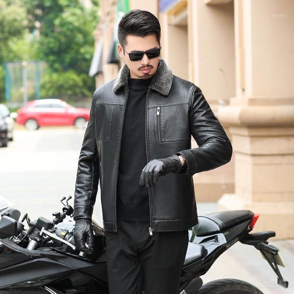 in one pu men's leather coat with plush and thickened men's leather coat middle age business jacket1, Black
in one pu men's leather coat with plush and thickened men's leather coat middle age business jacket1, Black