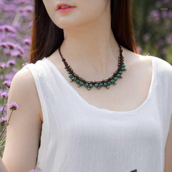 light yellow gold color malachite stone beads pendant handmade weave rope chain necklace greem turquoises jewelry1, Silver
light yellow gold color malachite stone beads pendant handmade weave rope chain necklace greem turquoises jewelry1, Silver