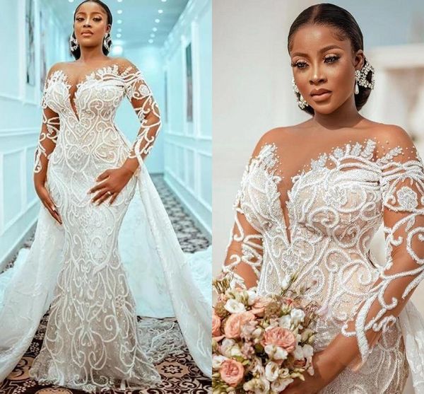 plus size mermaid 2022 wedding dresses with detachable train beaded lace appliqued african aso ebi bridal gown robe de mariée, White
plus size mermaid 2022 wedding dresses with detachable train beaded lace appliqued african aso ebi bridal gown robe de mariée, White