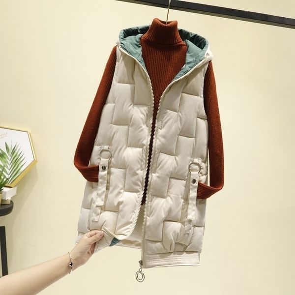 pocket zipper hooded outerwear female down cotton vest thick warm winter sleeveless jacket women long vest waistcoat veste femme 201102, Black;white
pocket zipper hooded outerwear female down cotton vest thick warm winter sleeveless jacket women long vest waistcoat veste femme 201102, Black;white