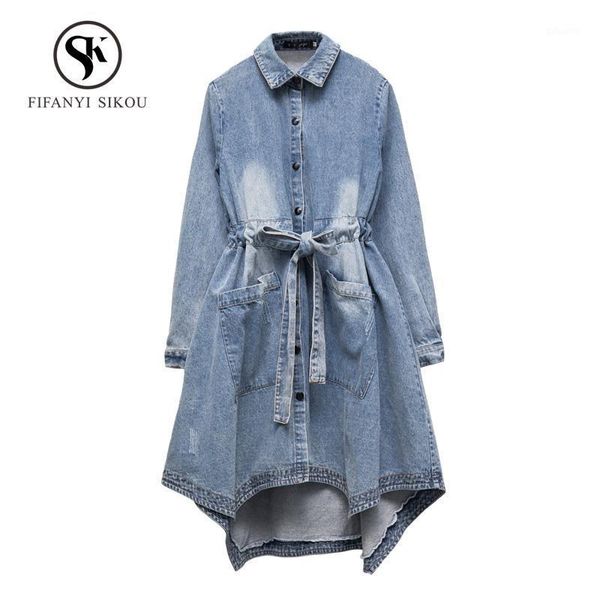 fashion vintage denim trench coat women single breasted adjustable waist long trench lady loose plus size outerwear plus size1, Tan;black
fashion vintage denim trench coat women single breasted adjustable waist long trench lady loose plus size outerwear plus size1, Tan;black