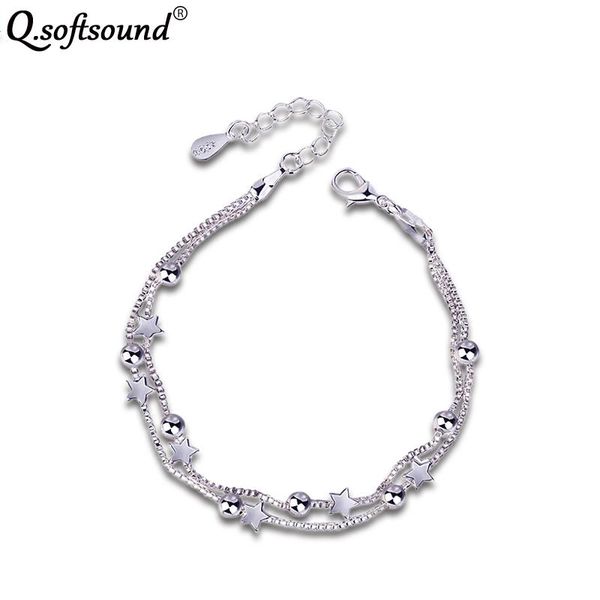 link, chain bright star lucky bead double-deck design silver color bracelets for women luxury jewelry accesorios mujer pulseira qb0746, Black
link, chain bright star lucky bead double-deck design silver color bracelets for women luxury jewelry accesorios mujer pulseira qb0746, Black