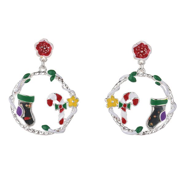 women earrings new fashion christmas stockings big earrings round silver color enamel alloy jewelry accessories flower earring
women earrings new fashion christmas stockings big earrings round silver color enamel alloy jewelry accessories flower earring